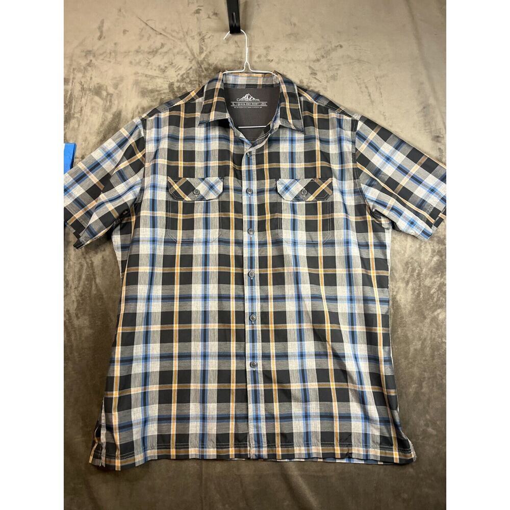 Croft & Barrow Quick Dry‎ Short Sleeve Shirt Men’s Sz. L Large Black- Plaid
